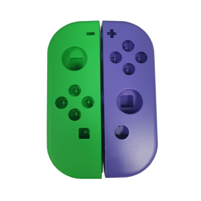 FRONT, CENTER AND REAR RIGHT AND LEFT CASE IN GREEN AND PURPLE FOR JOY-CON NINTENDO SWITCH