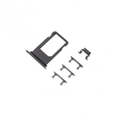KIT BOTONES EXTERIORES Y TARJETERO NANO SIM IPHONE 8 NEGRO