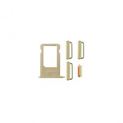 KIT BOTONES Y TARJETERO NANO SIM IPHONE 6 DORADO