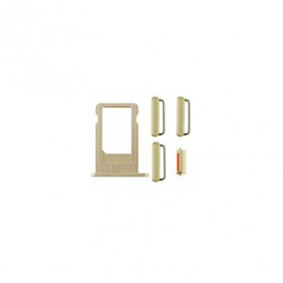 KIT BOTONES Y TARJETERO NANO SIM IPHONE 6 PLUS 5.5\" DORADO