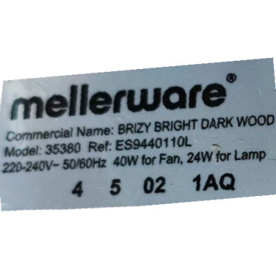 Mellerware Brizy Bright Dark Wood Ceiling Fan Motor