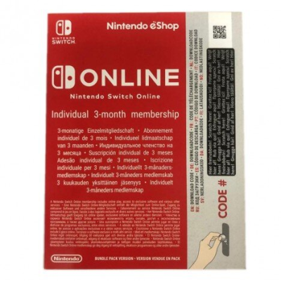 NINTENDO SWITCH ONLINE INDIVIDUAL, SUSCRIPCIÓN 3 MESES, CÓDIGO D