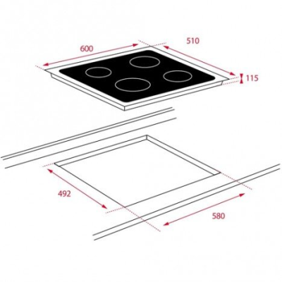 VITROCERÁMICA RADIANTE TEKA VTC B 4 ZONAS 60 CM PARA HORNOS SERI
